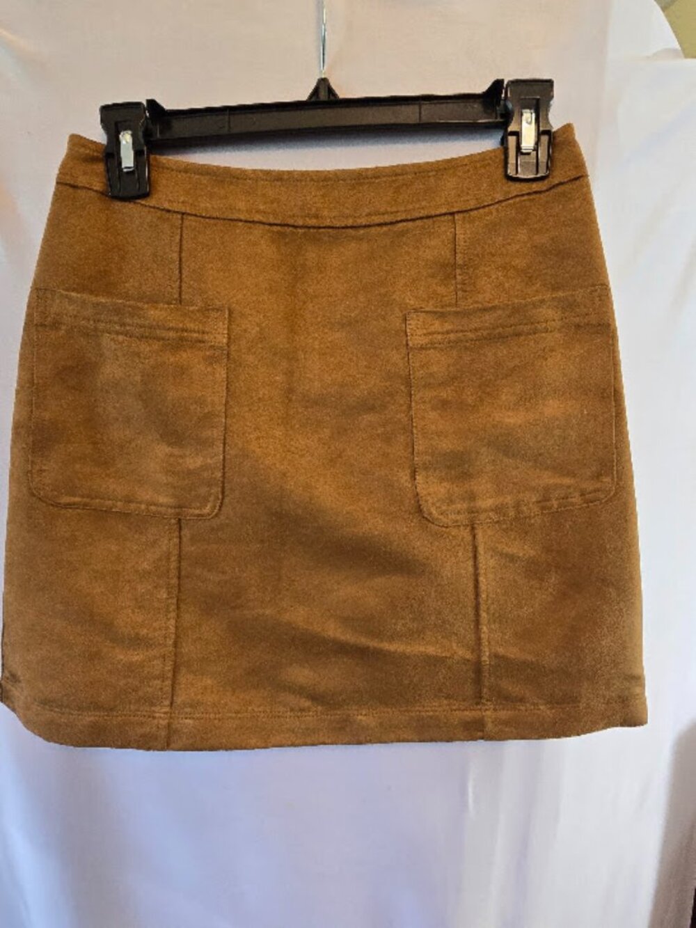 FAUX SUEDE MINI SKIRT OLD NAVY SIZE 2 A-LINE STYLE BROWN CASUAL TRENDY